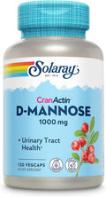 SOLARAY D-Mannose 1000mg with CranActin Cranberry Extract - D Mannose and Cranberry Supplement with Vitamin C - Supports Urinary Tract Health - Vegan, 60-Day Guarantee