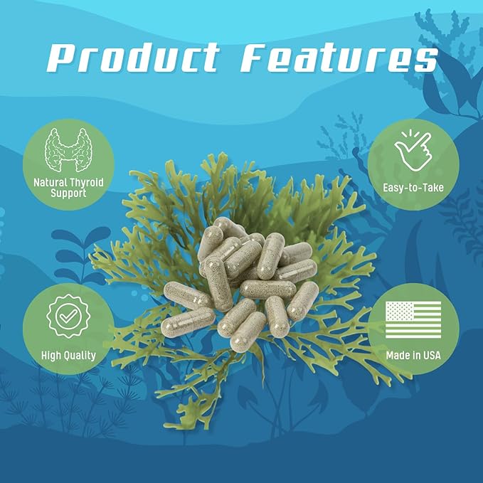 Seatrition Immune Thyroid Support Pure 12 Whole Seaweed Plants Vegan Friendly (6 Month Supply) Natural Multi Vitamin Sea Minerals Wholefood Nutrition Supplement 90 Veg Capsules - 6 Pack