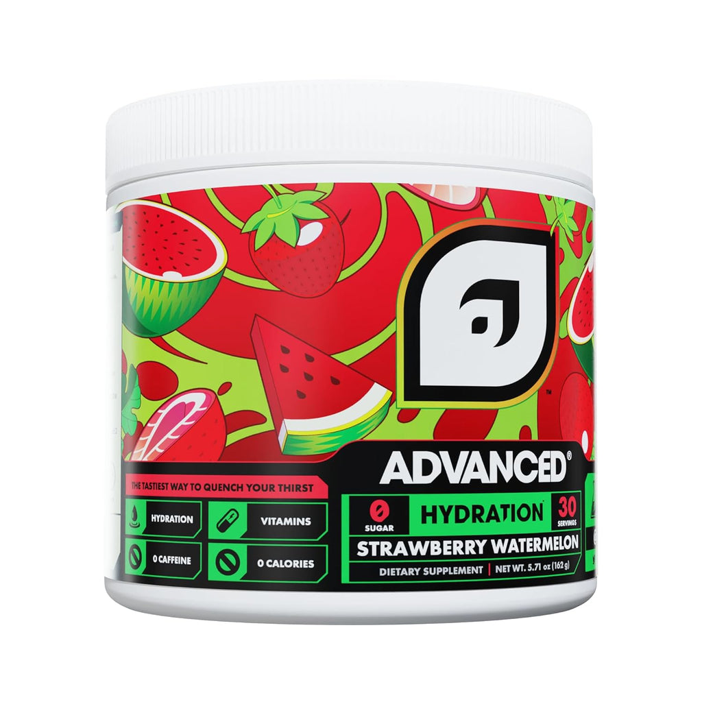 Advanced Hydration High-Performance Electrolyte Drink Mix with B Vitamins for All-Day Hydration - Caffeine Free, Zero Calories, Sugar Free, & Keto Friendly - (30 Servings, Strawberry Watermelon)