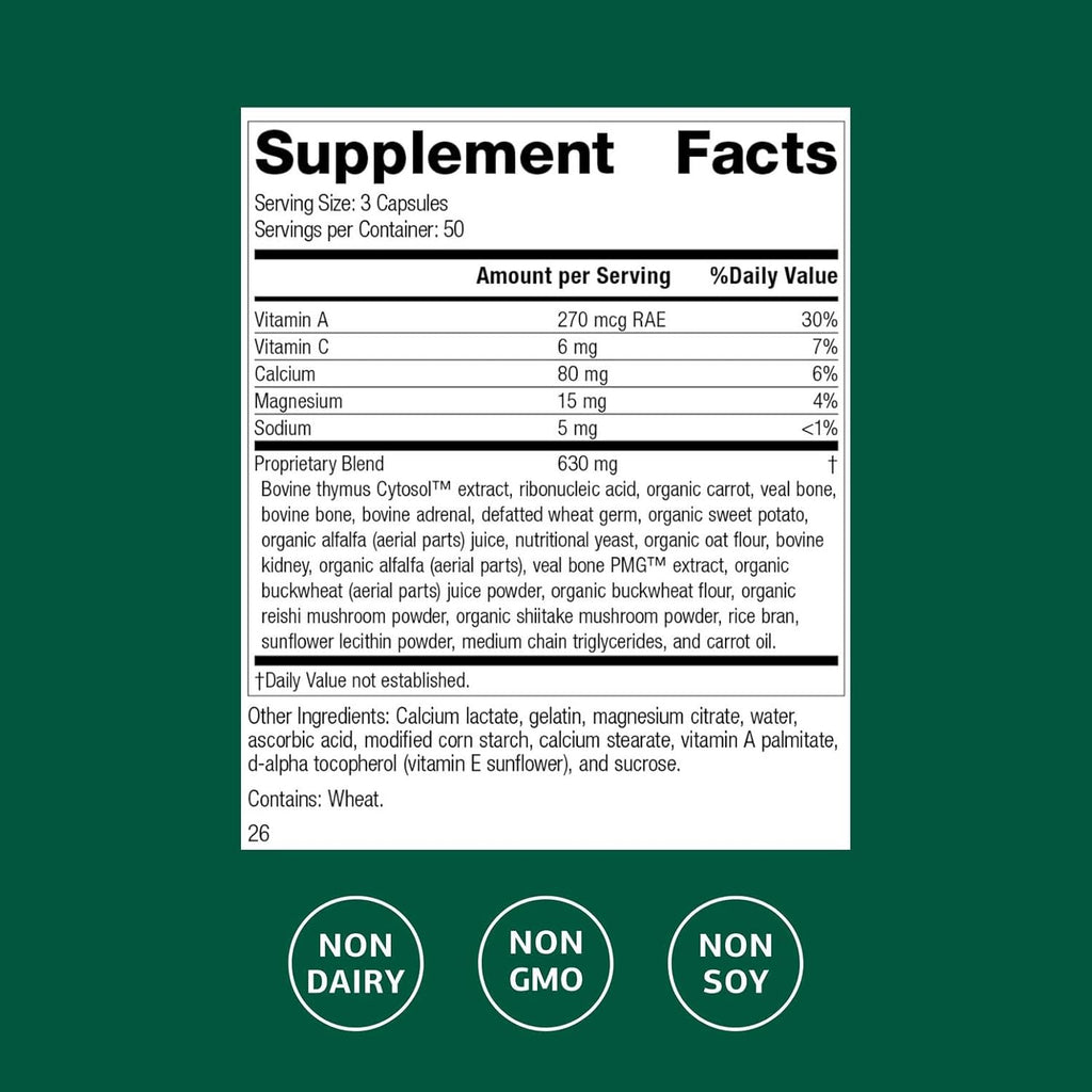 Standard Process Inc. Congaplex - Thymus Gland Support Supplement - Immune Health with Calcium Lactate, Magnesium, Vitamin C & Vitamin A - Immune System Aid with Mushroom Powder - 150 Capsules