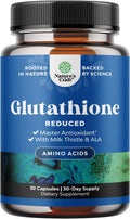 Reduced Glutathione Supplement with Milk Thistle - 500 mg per Serving Pure L Glutathione with Alpha Lipoic Acid & Milk Thistle Silymarin for Skin Radiance, Liver Support & Immune Support - 30 Count