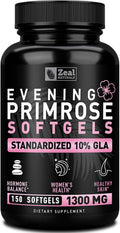 Evening Primrose Oil Capsules (150 Liquid Softgels | 1300mg) Premium Evening Primrose Oil – Natural-Sourced Hormone Support Supplement for Women - Cold Pressed w. 10% GLA