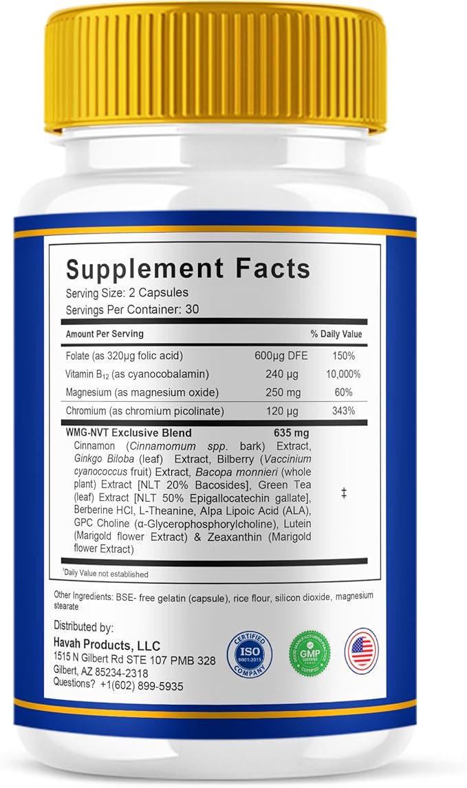 BLUE VIBE Brainxcell Capsules, Brain x Cell Advanced All Natural Memory & Focus Support Supplement Pills, Brainxcell Maximum Strength Premium Brain and Memory Support Pills (5 Pack - 300 Capsules)