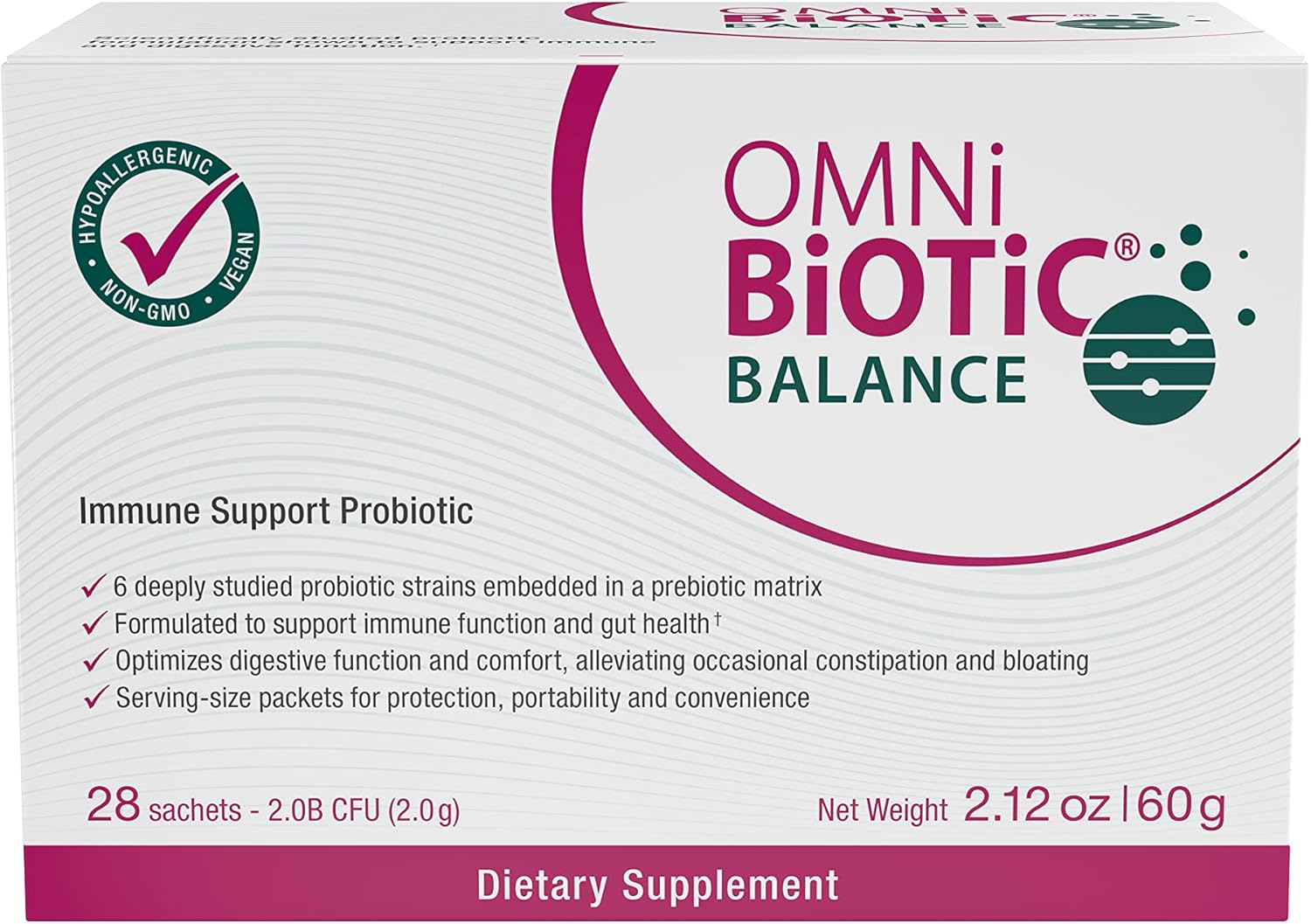 Balance Probiotic Immune Support - Bifidobacterium & Lactobacillus - Hypoallergenic - Immune Booster Supplement for Men and Women - Non-GMO (28 Daily Packets)