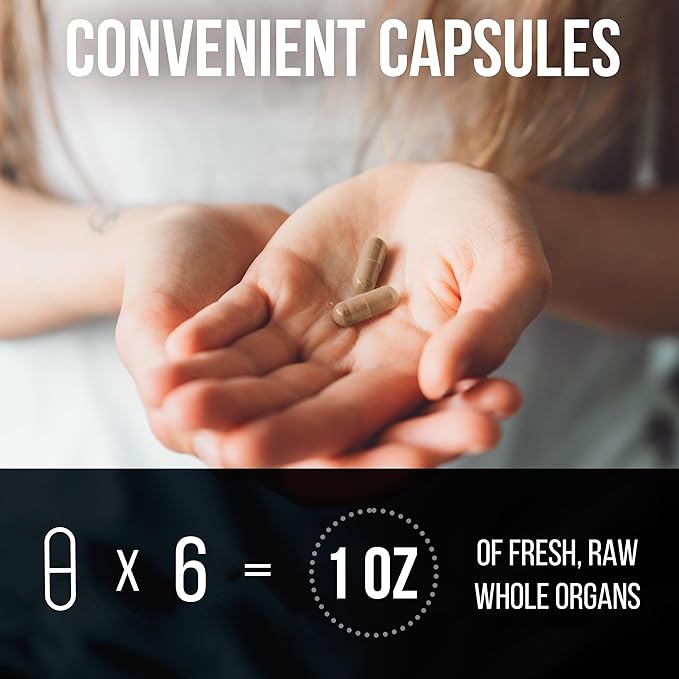 Beef Organ Supplement Complex - 10 Carnivore Grass Fed Proprietary Blend of Liver, Marrow, Brain, Thymus, Spleen, Kidney, Colostrum, Heart, Pancreas, Gallbladder - 180 Caps