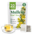 Premium 20 Mullein Tea Bags For Lungs - 100% Pure Mullein Leaf | For Lung Health & Respiratory Wellness Support | Caffeine Free - No Additives & Non-GMO | Plastic-Free, Plant-Based Tea Bags