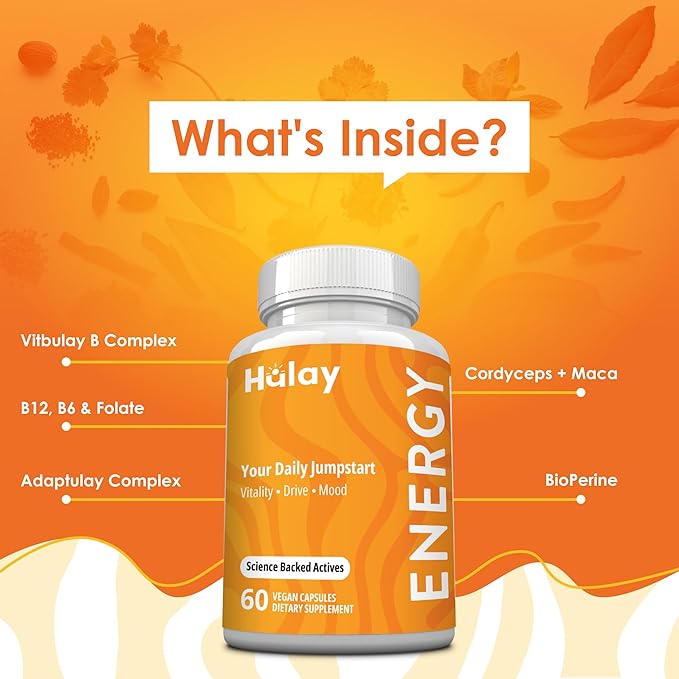 Energy Supplement - Vitamins for Energy, Tiredness & Fatigue - Natural Energy - Vitamin B Complex, Ashwagandha - Energy Supplements for Women & Men - Energy Booster Without Caffeine - 60 Caps - Vegan