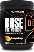 NutraBio Base Pre-Workout Powder 200mg Caffeine, Sustained Energy, Focus, Endurance, Pump, Sugar Free, Clean Preworkout for Men and Women - Beta Alanine, L-Tyrosine, 30 Servings - Orange Mango