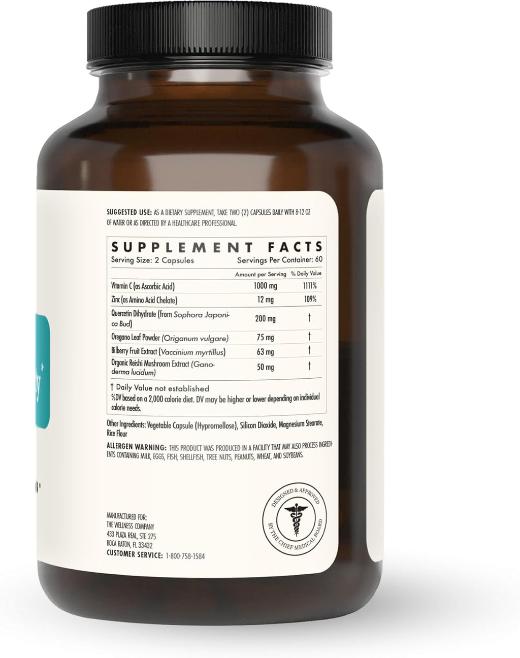 Natural Immunity - Botanical Immune Boost, Targeted Nutrients, T-Cell Support - Oregano, Reishi, Zinc, Vitamin C, Quercetin | 120 (2 Month Supply)