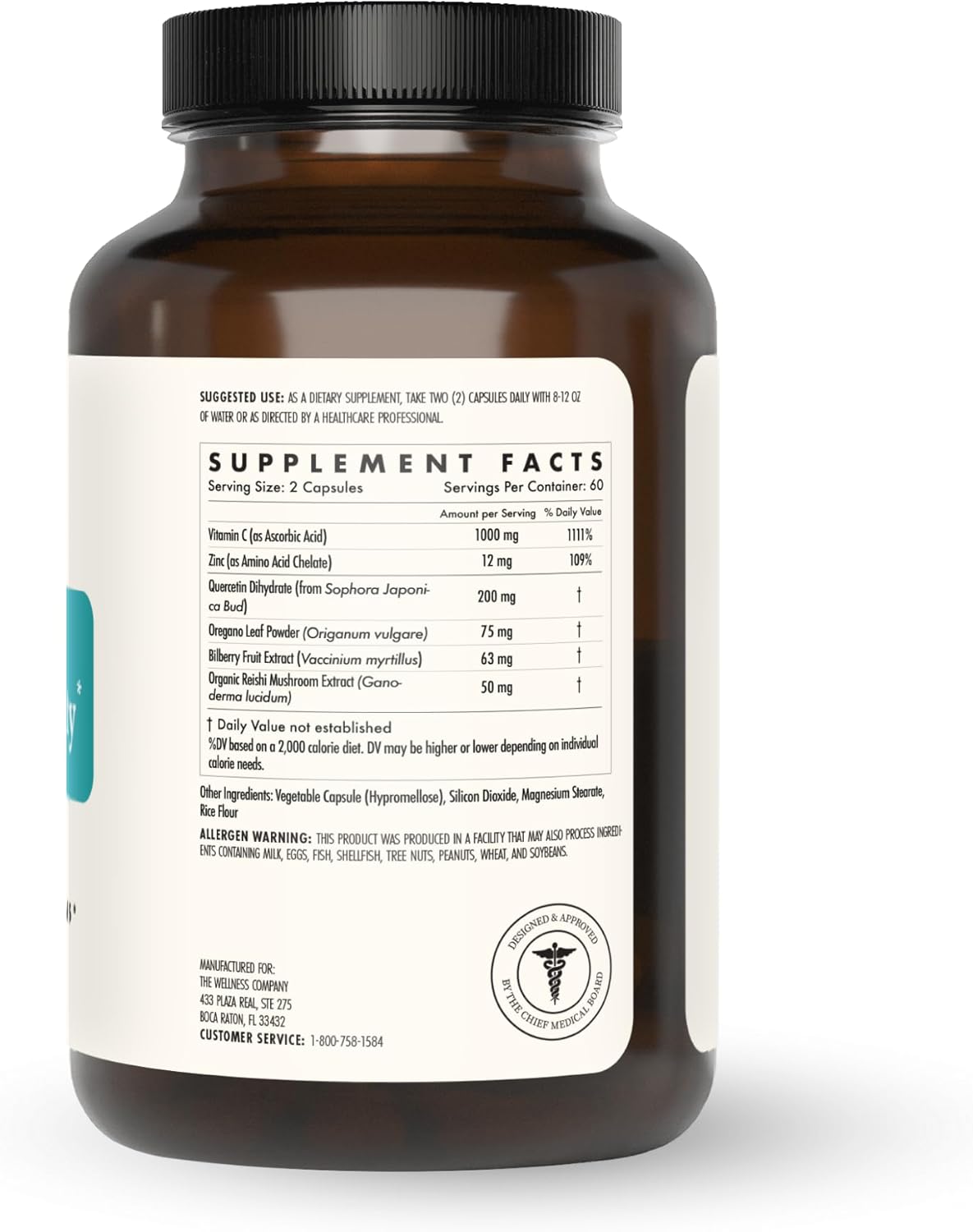 Natural Immunity - Botanical Immune Boost, Targeted Nutrients, T-Cell Support - Oregano, Reishi, Zinc, Vitamin C, Quercetin | 120 (2 Month Supply)