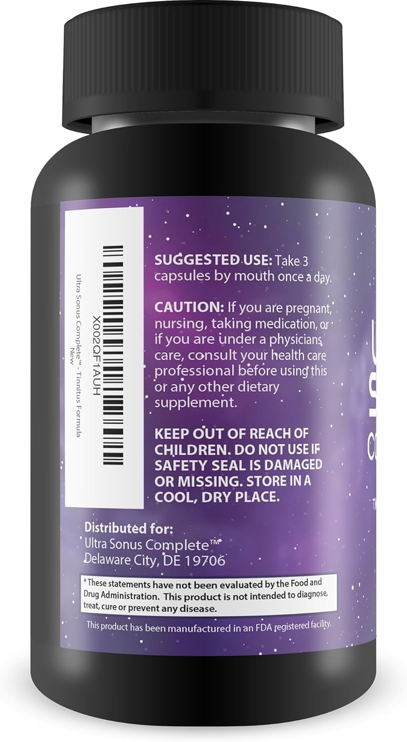 Tinnitus Supplement - Garlic Turmeric Vitamin C Max Formula - Support Reduced Inflammation & Ear Ringing with This Natural Herbal Formula (90 Capsules)