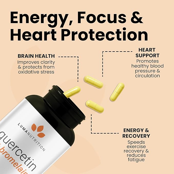 Luma Nutrition Quercetin 500mg - Quercetin with Bromelain Supplement - Antioxidant - Immune Support - Vegan & Gluten-Free - 60 Capsules (Pack of 2)