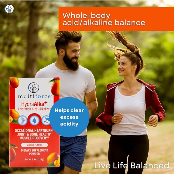 HydraAlka+ Premium Hydration Supplement | Alkalize & Hydrate with Electrolytes | Supports pH Balance, Non-Chronic Heartburn Relief, Muscle Recovery & Bone Health | 30 Servings, 3 Flavors