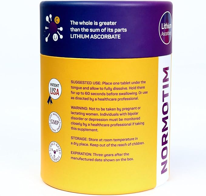 Brain Supplement for Memory & Focus – Lithium Ascorbate 5mg (Alternative to Lithium Orotate 5mg) – Brain Health, Mood & Stress Support – 60 Fast-Melt Tablets