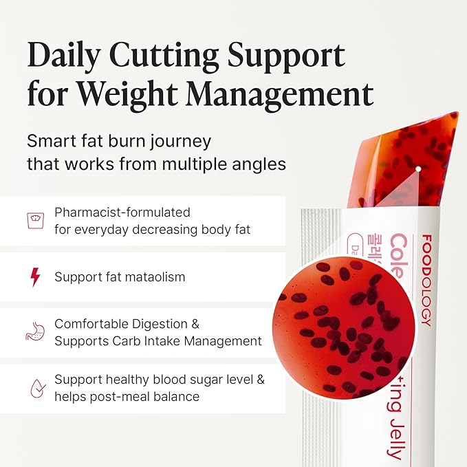 FOODOLOGY Coleology Cutting Stick Jelly, Pomegranate – Appetite Suppressant, Support Weight Management, Chia Seeds, Garcinia Cambogia HCA, Korean Dietary Supplement with Collagen - 1 Pack of 10