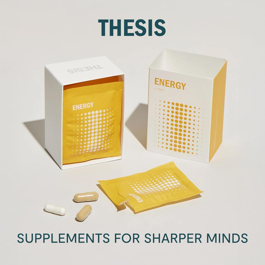 THESIS Energy - Nootropic Brain Support Supplement - Promote Daily Energy, Focus & Motivation - Choline, L-Tyrosine, TeaCrine & More - 24 Servings - 1 Month Supply