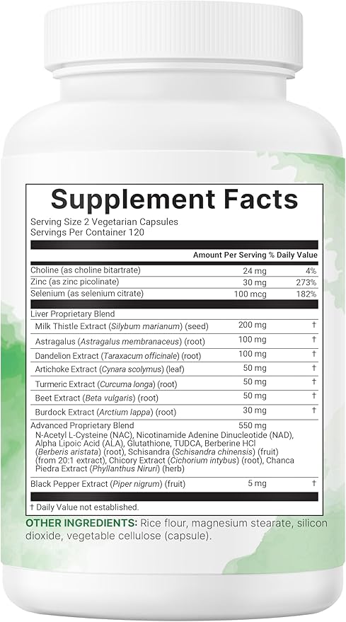Liver Advanced+, 480 Veggie Capsules | 20-in-1 Complex + Milk Thistle, Dandelion, NAD, NAC, ALA, TUDCA, Glutathione, Artichoke, Turmeric, & Astragalus | Non-GMO, Gluten Free