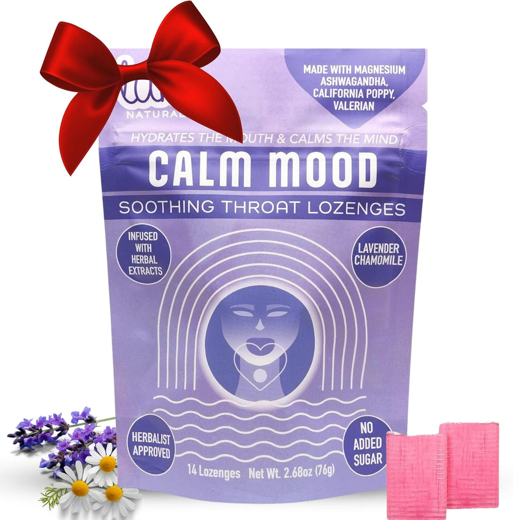 Laki Naturals Lavender Chamomile Calm Mood Functional Herbal Lozenges (2 Pack) Throat & Mood Calming Hard Candies with Magnesium, Ashwagandha, California Poppy & Valerian