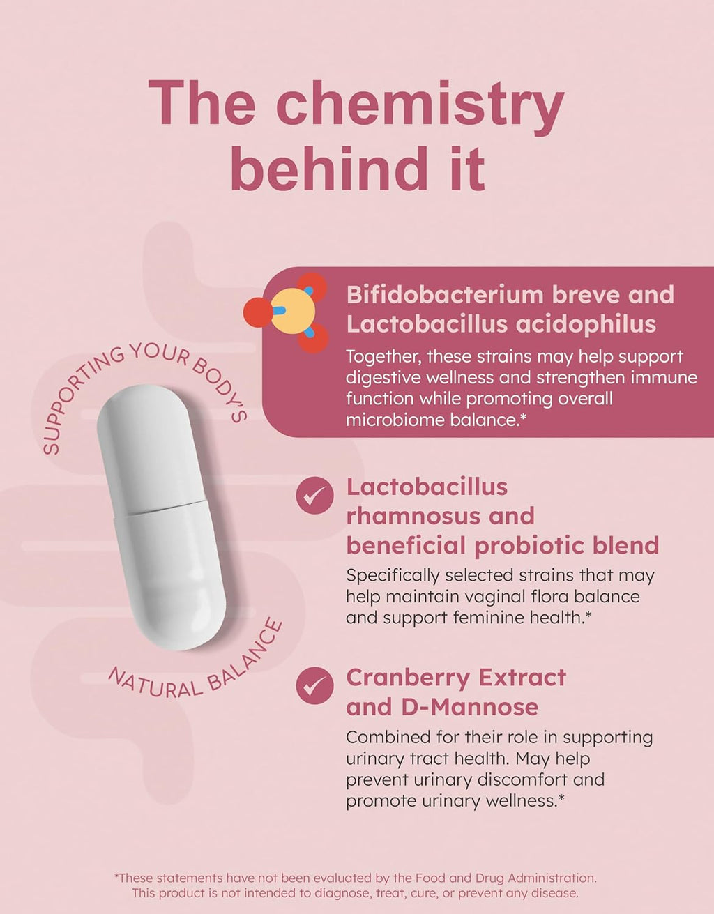 Women's – Probiotic for Women with Cranberry, D-Mannose & Prebiotics – 28 Billion CFU to Support Vaginal, Urinary & Digestive Health – Lactobacillus, Bifidobacterium, Vegan, 30 Capsules
