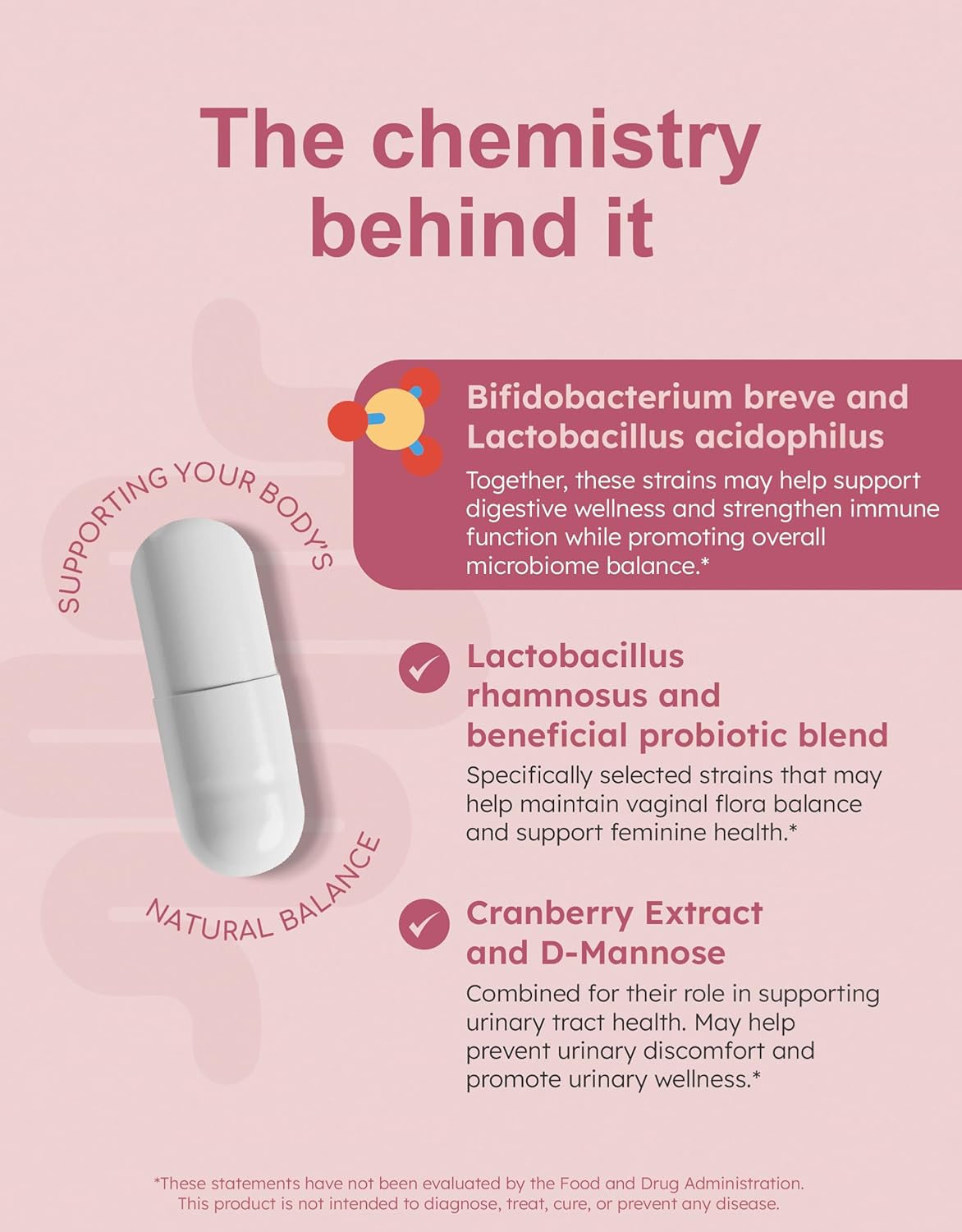 Women's – Probiotic for Women with Cranberry, D-Mannose & Prebiotics – 28 Billion CFU to Support Vaginal, Urinary & Digestive Health – Lactobacillus, Bifidobacterium, Vegan, 30 Capsules