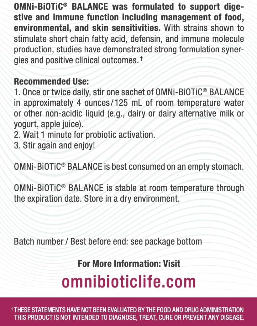 Balance Probiotic Immune Support - Bifidobacterium & Lactobacillus - Hypoallergenic - Immune Booster Supplement for Men and Women - Non-GMO (28 Daily Packets)