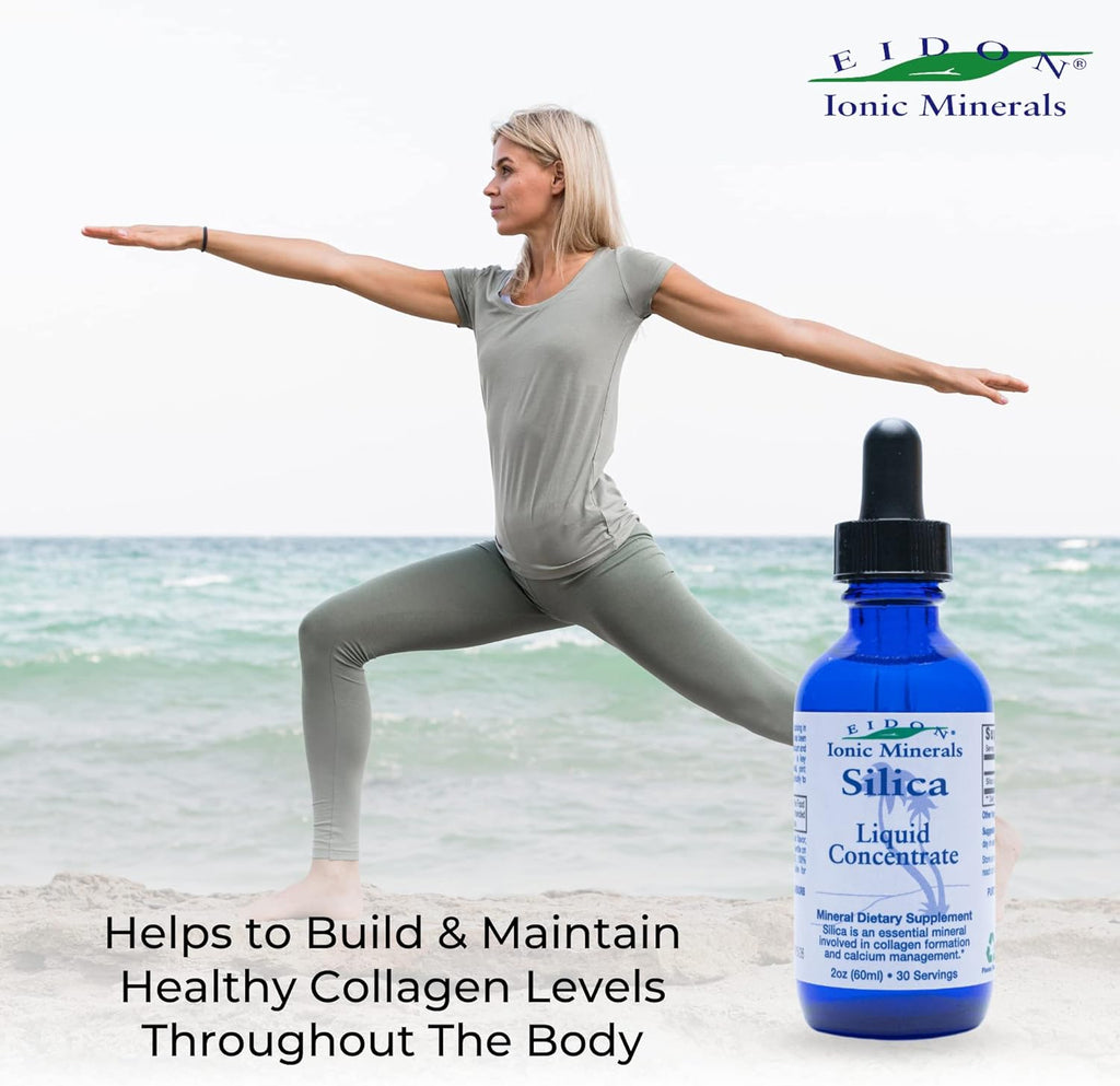 Eidon Ionic Minerals Liquid Silica Mineral Concentrate - Silica Supplement for Hair, Skin and Nails, Supports Collagen Production, Joint and Bone Health, Helps Manage Calcium - 2 oz