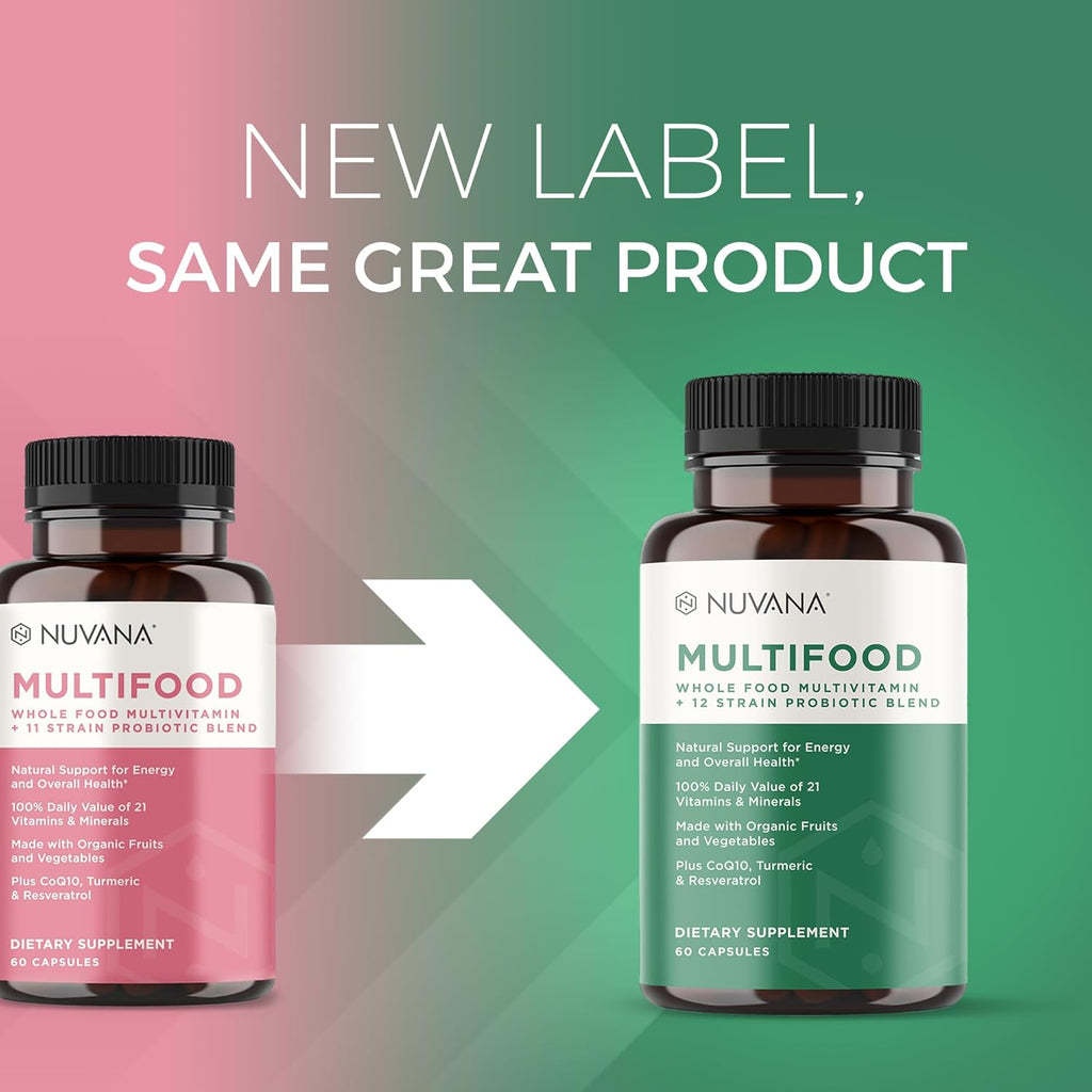 Multifood Whole Food Multivitamin for Men & Women | 21 Organic Fruits & Vegtables | Boosts Energy, Supports Gut & Immune Health | Prebiotics & Probiotics | 60 Capsules