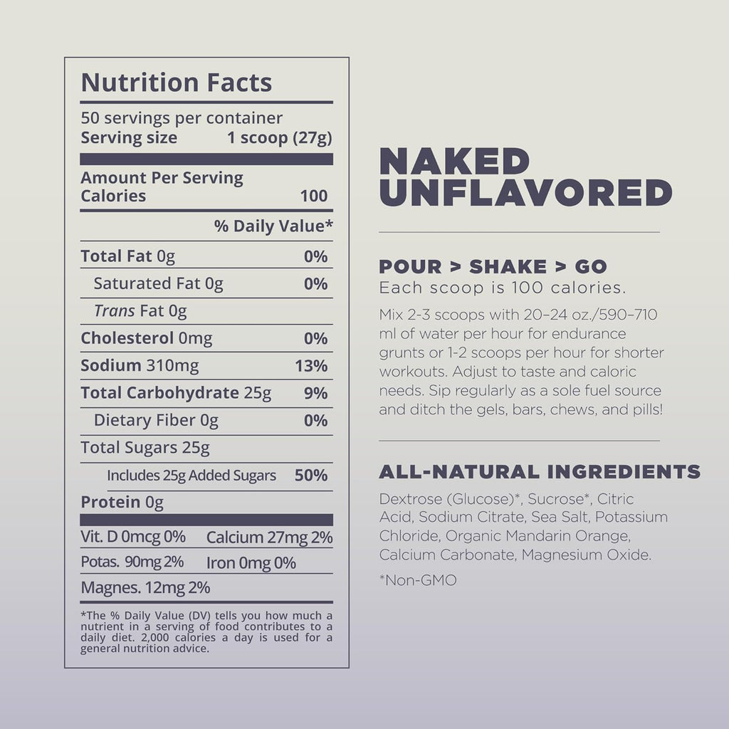 Tailwind Nutrition Endurance Fuel, Carbohydrate & Electrolyte Sports Drink Mix Powder, Gluten-Free, Vegan, Naked Unflavored, 30 Servings