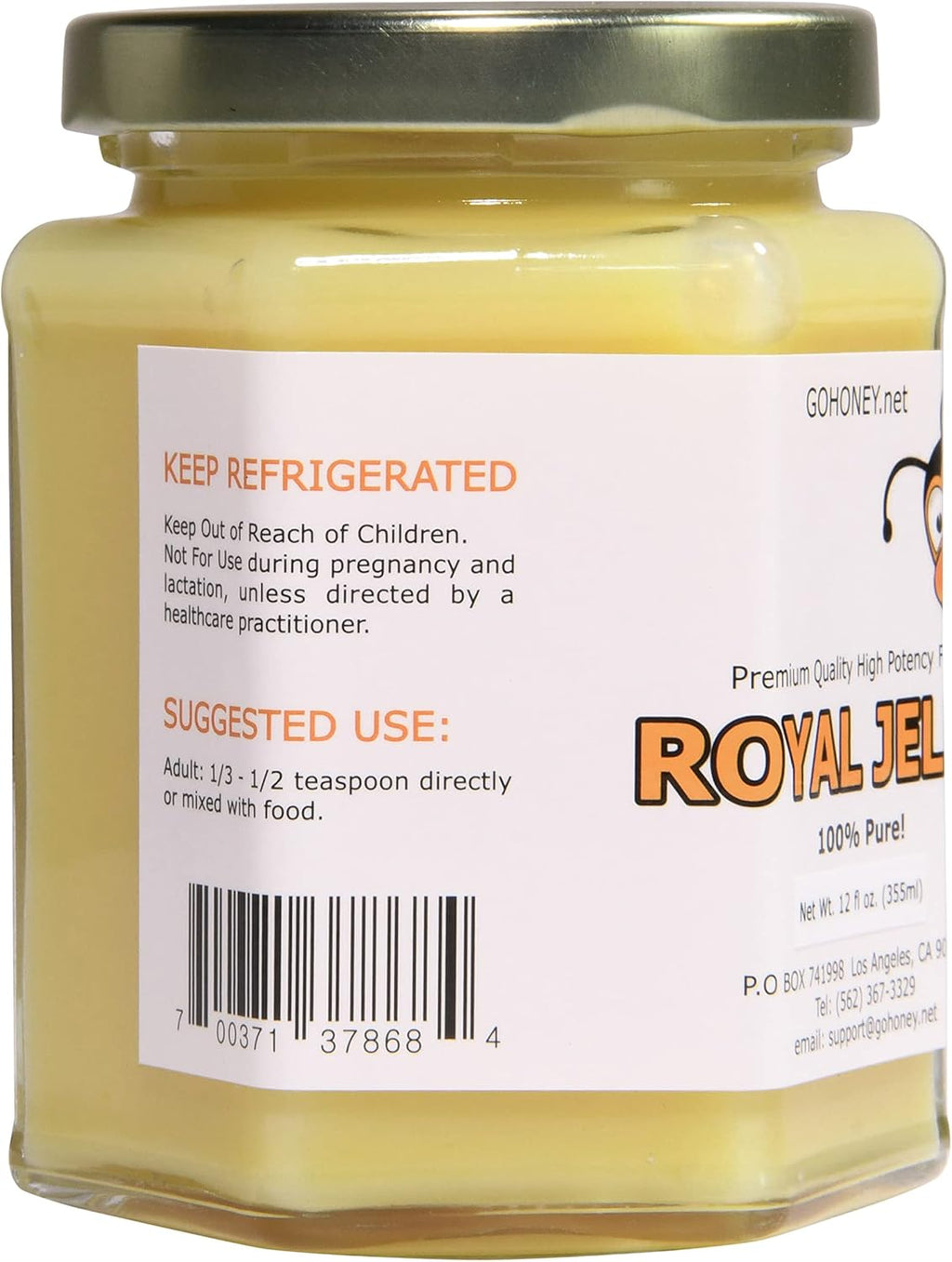 Royal Jelly Organic – Unfiltered Raw Royal Jelly Energy Supplement for Men and Women – Immune Support Supplement with Retinol, Vitamin B, Biotin, Niacin, – 12 oz, Glass jar