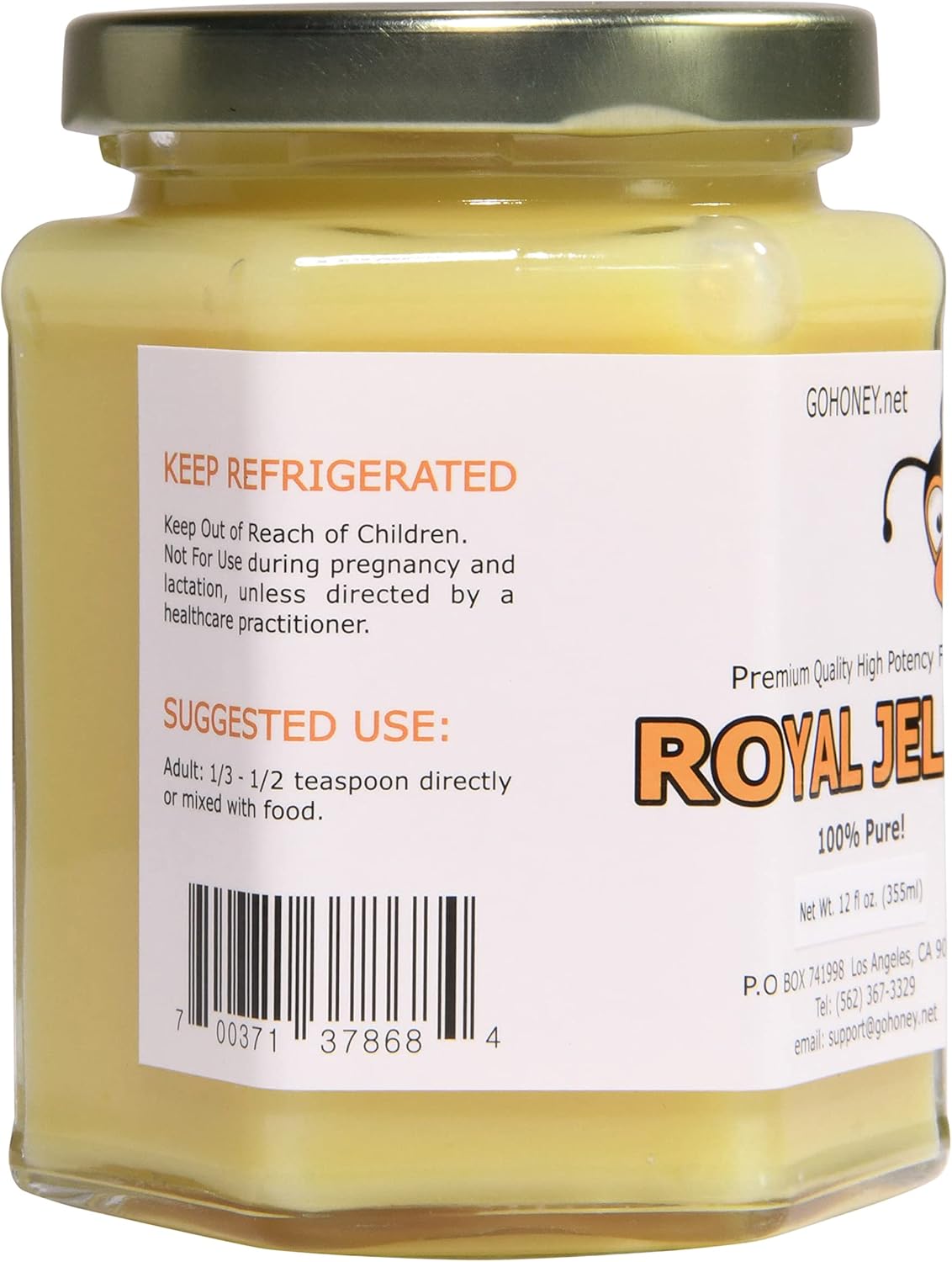 Royal Jelly Organic – Unfiltered Raw Royal Jelly Energy Supplement for Men and Women – Immune Support Supplement with Retinol, Vitamin B, Biotin, Niacin, – 12 oz, Glass jar