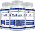 Research Verified Omega 3-1800mg Omega 3 Fish Oil - High 900mg EPA + 600mg DHA - No Aftertaste - 60 Softgel Capsules - 3 Bottles
