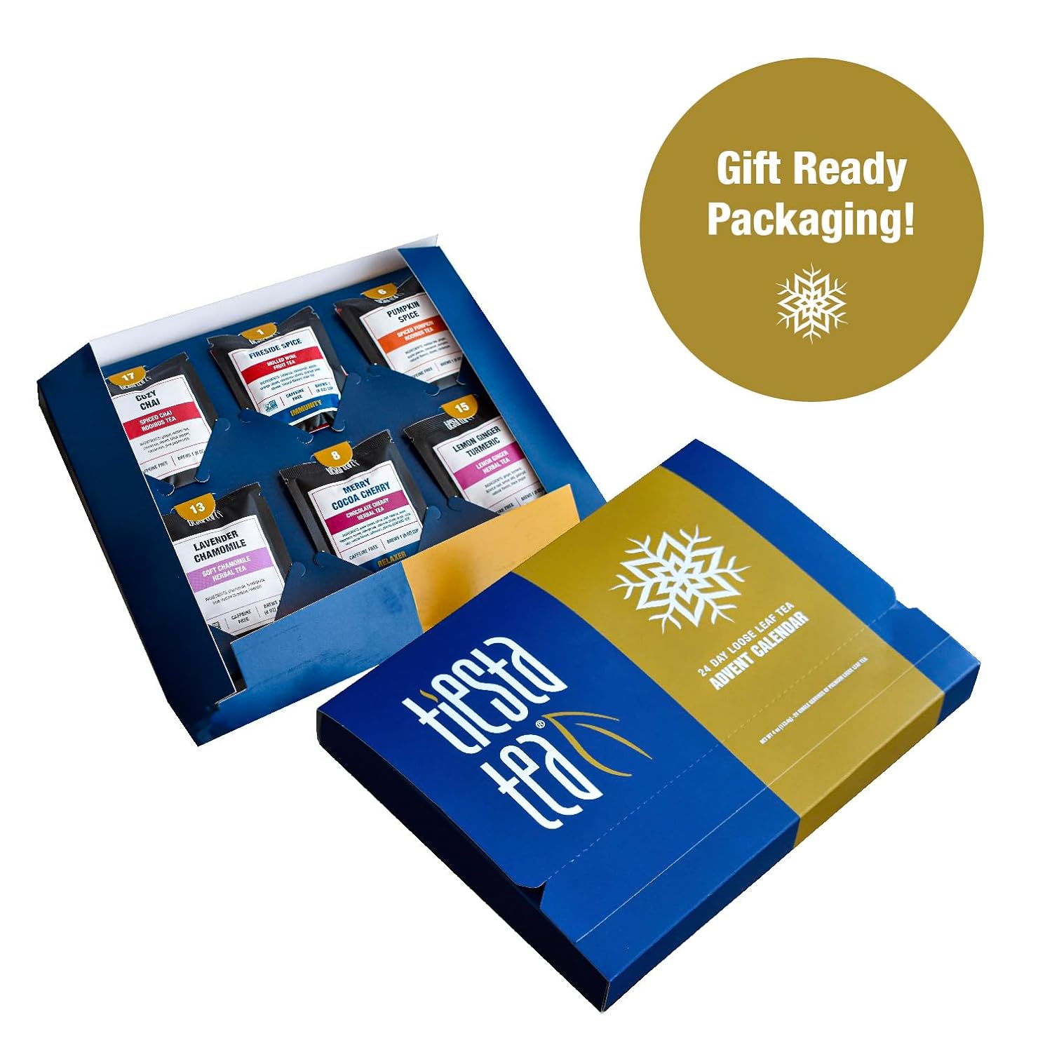 Tiesta Tea 2025 Advent Calendar, 24 Unique Loose Leaf Blends, Limited Edition Holiday Tea Gift Set, Perfect Variety Pack for Tea Enthusiasts