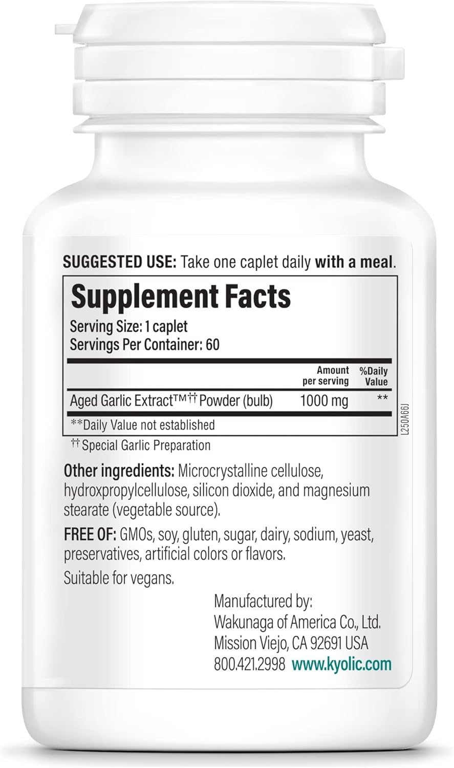 Kyolic Aged Garlic Extract Formula 250, Cardiovascular Health, One Per Day, 60 Vegan Caplets