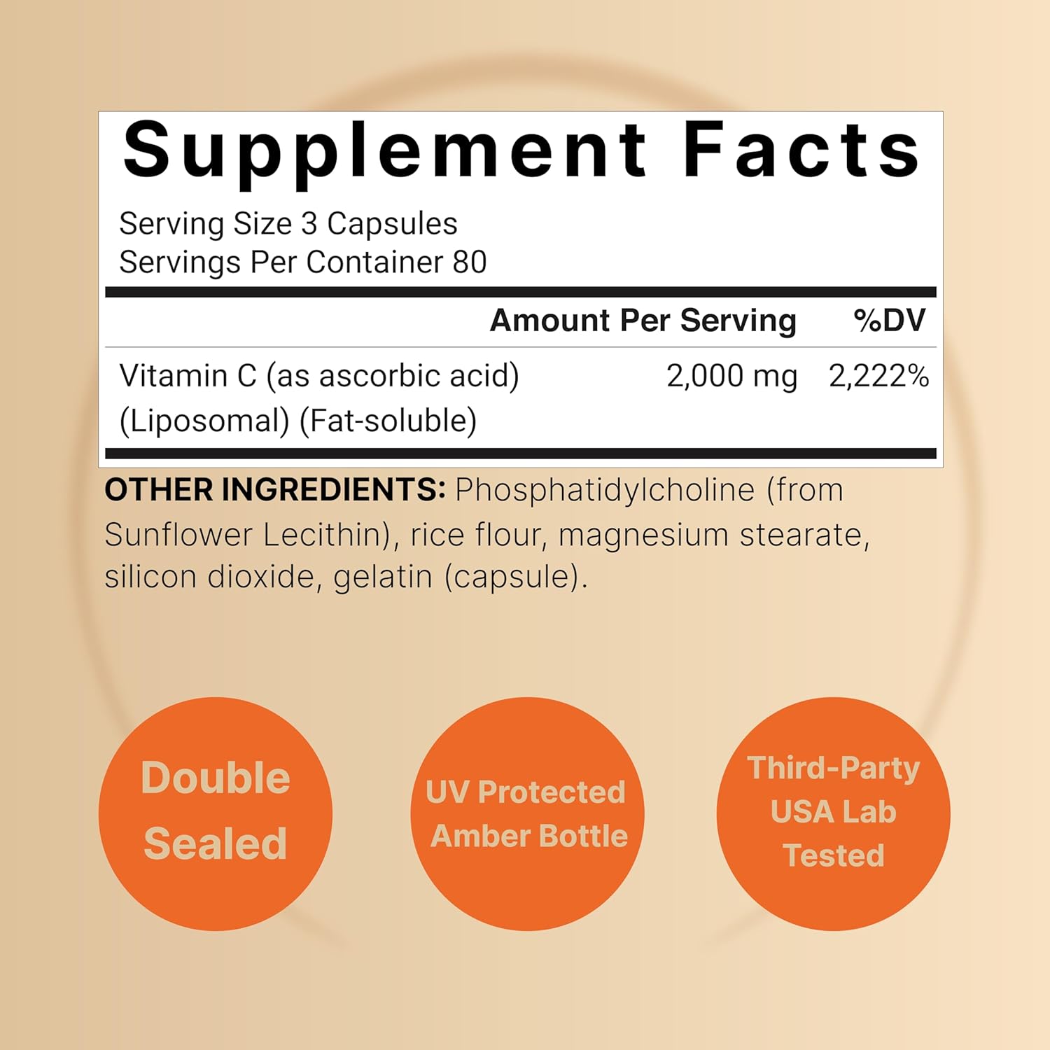 NatureBell Liposomal Vitamin C 2,000mg Per Serving, 240 Capsules | High Absorption Fat-Soluble Vitamins – Immune Support – Collagen Booster – Antioxidant Supplement – Non-GMO