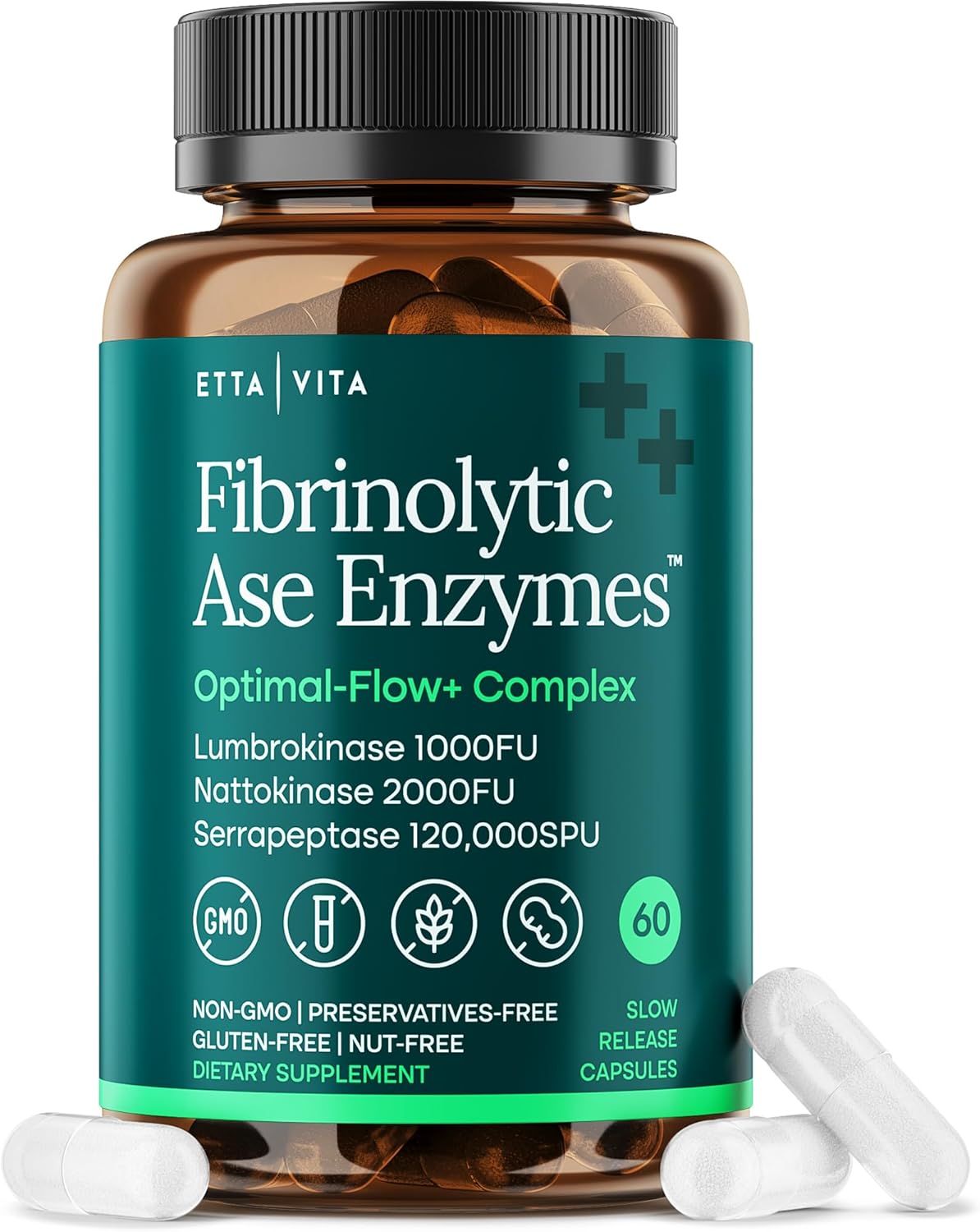 Potent Nattokinase 4000 FU Serrapeptase 240000 SPU Lumbrokinase 2000 FU Supplement - Proteolytic Enzymes Capsules for Energy Support, Digestion, Detox, Cognition & Gut Health for Men & Women