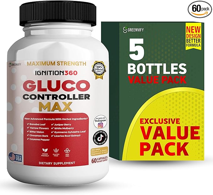 Ignition360 Gluco Controller Max, Dietary Supplement, 60 Capsules, Herbal Formula with Banaba Leaf & Cinnamon (5)