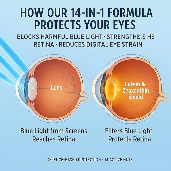 Evervision 14 in 1 Advanced Eye Formula, Eye Vitamin and Mineral Supplement with Zinc, Lutein, Zeaxanthin & Bilberry Extract, 60 Capsules (1)