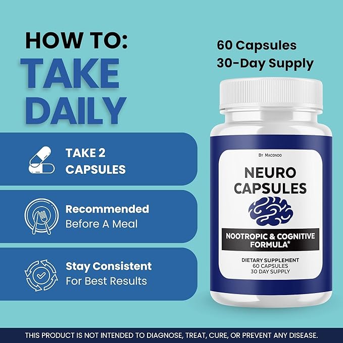 (3 Pack) Neuro Capsules - Official NeuroCapsules Brain Health and Memory Support Advanced Formula, Daily Premium Focus for Overall Health & Wellness - 180 Capsules for 3 Months