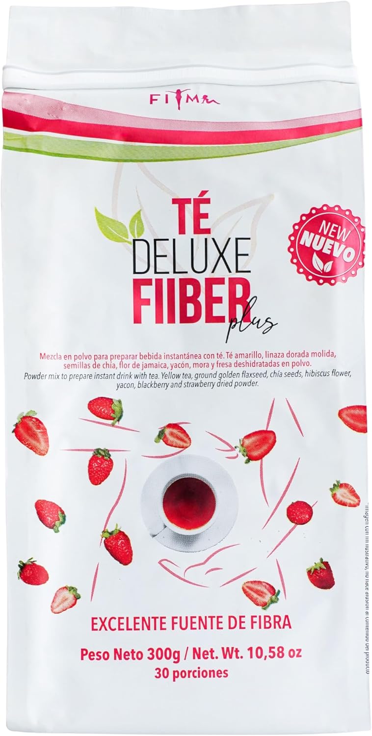 Fiber Plus Blend - Yellow Tea, Golden Flaxseed, Chicory Inulin, BlackBerry and Strawberry. Stevia-Sweetened. 30 Servings.