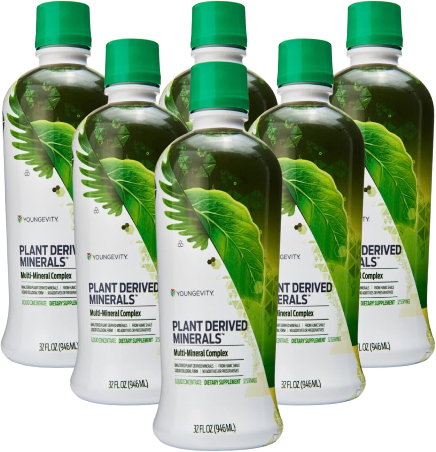 Youngevity Plant Derived Liquid Minerals - 77+ Natural Unaltered Trace Minerals - 19,000mg Plant Mineral Solids - Colloidal Form Humic Shale - (32 oz Pack of 6)
