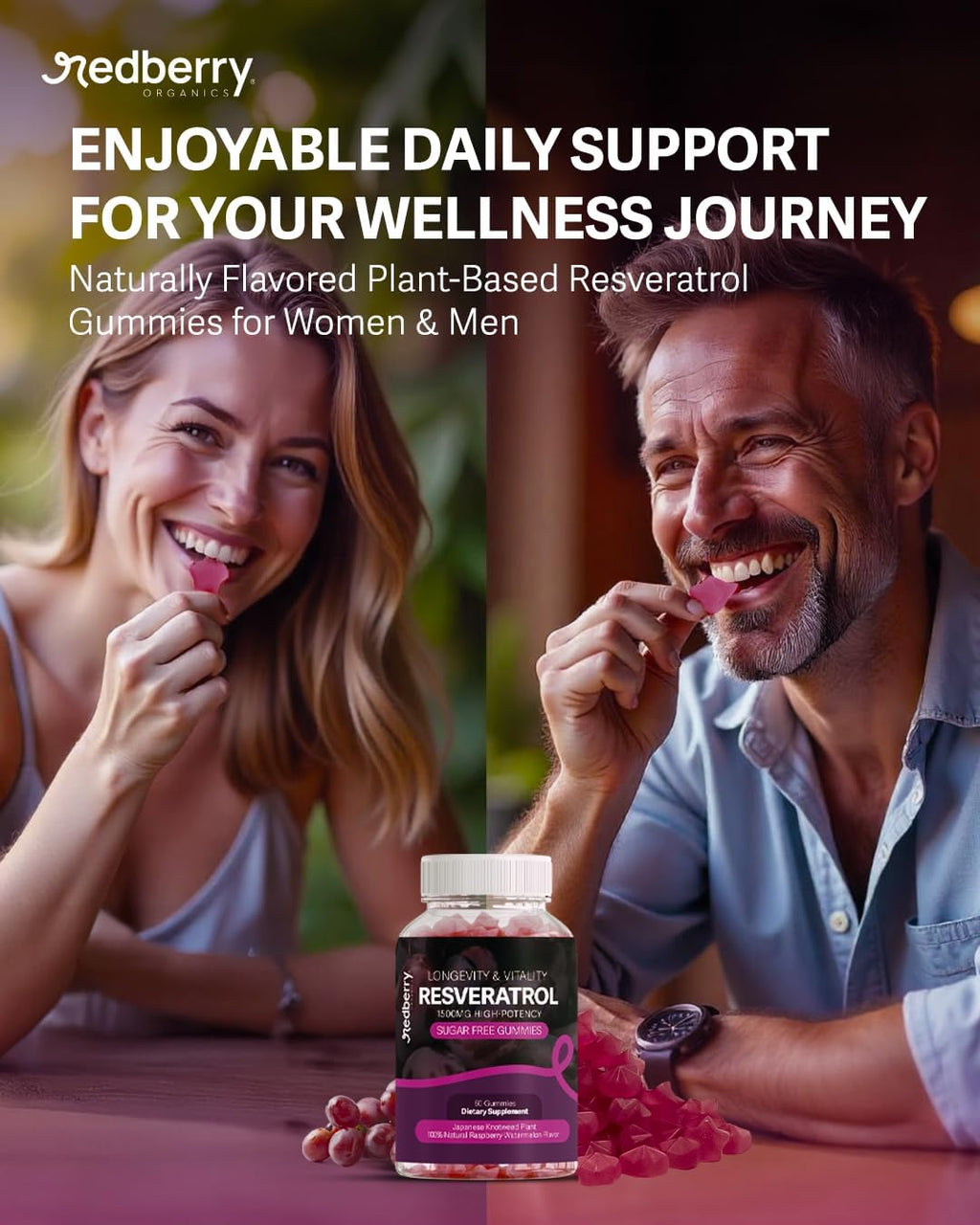 Resveratrol Supplement 1500mg Gummies | 98% Pure Japanese Knotweed | Resveratrol Organic Ingredients, Sugar-Free, Gluten Free | Daily Longevity & Healthy Aging Supplement