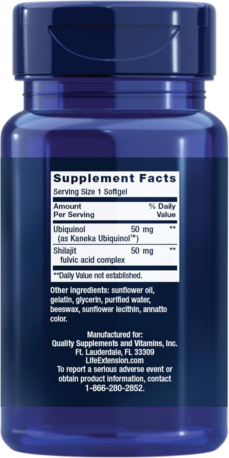 Life Extension Super Ubiquinol CoQ10 with Enhanced Mitochondrial Support, Heart Health Supplement, Maximum Absorption, 50 mg, Non-GMO, Gluten-Free, 30 softgels