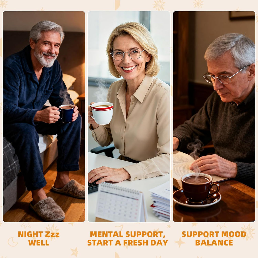 Nighttime Sleep Hot Cocoa with Magnesium: Mushroom Hot Chocolate Powder with Ashwaganda Lion's Mane Reishi Support Healthy Mood Sleep, Melatonin-Free Vegan Organic Non-GMO 20 Servings