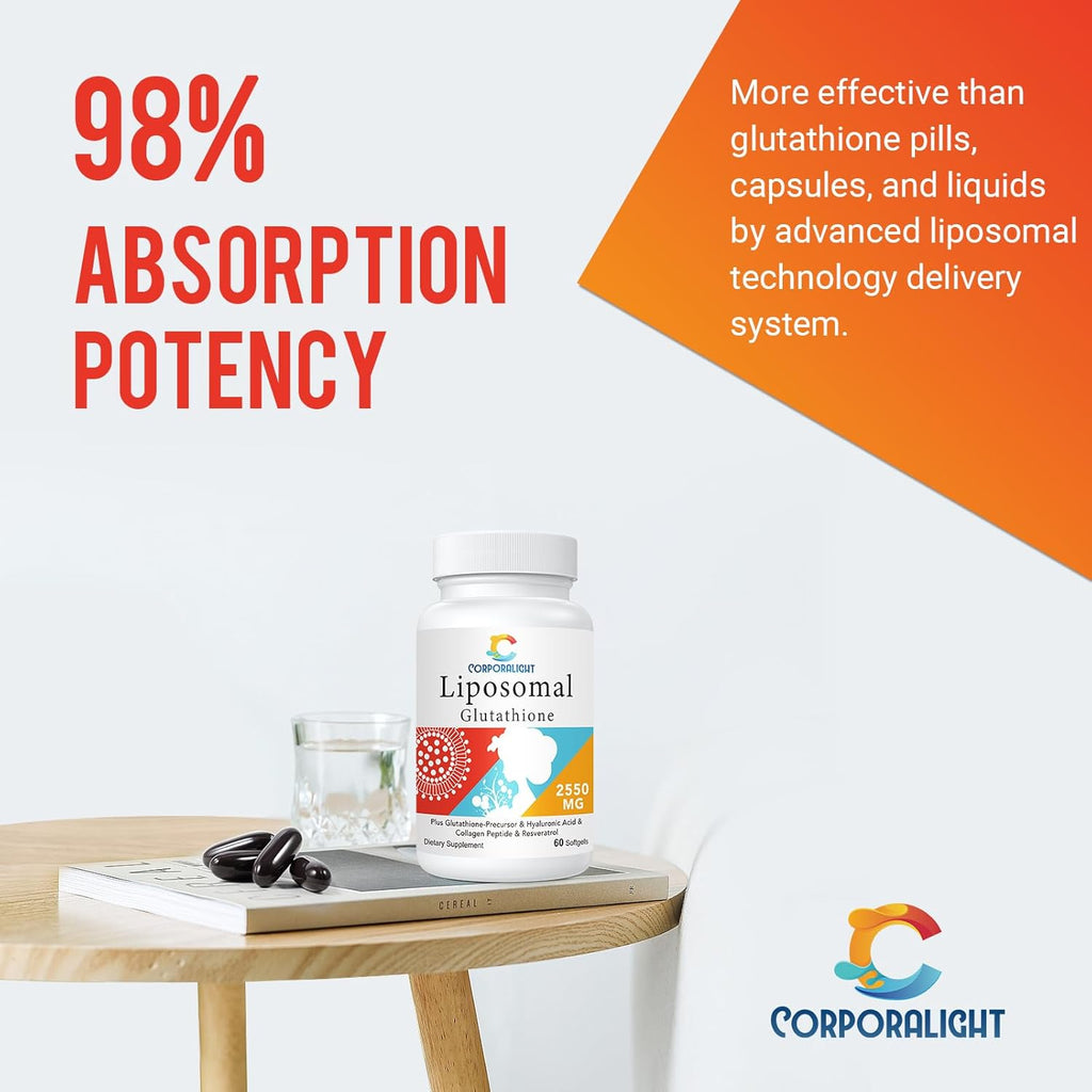 Liposomal Glutathione Softgels, Enhanced Absorption - Liposomal Delivery, Active Form L-Glutathione, Cellular, Immune Function & Liver Detox, Rich in Antioxidant Formula, Gluten Free, 120 Softgels