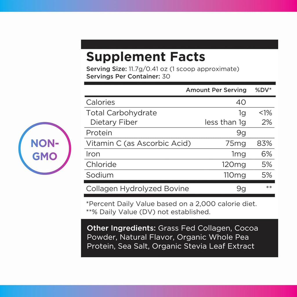 Livingood Daily Chocolate Collagen Powder for Women & Men, Hydrolyzed Collagen Peptides Powder with Vitamin C, Protein with 20 Amino Acids, Type I & III, Grass Fed, Keto, Paleo, Gluten Free, 30 Srvgs
