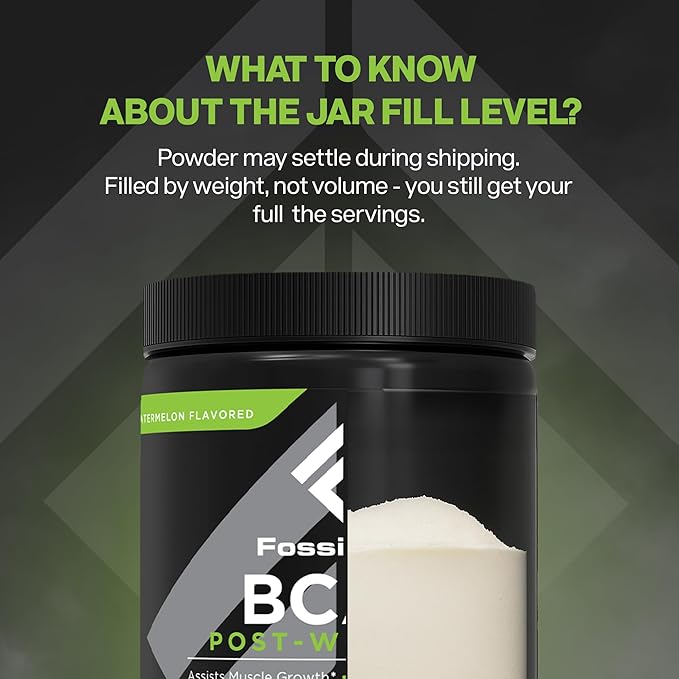 Fossil Fuel Sugar-Free BCAA Powder – Post-Workout Muscle Recovery with BCAAs, Glutamine, Vitamin B6, Amino Acids, Endurance & Hydration, Honeydew Watermelon (30 Servings)