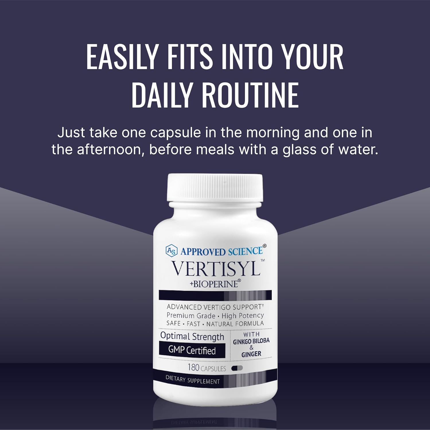 Approved Science VertiSyl - Ginkgo Biloba, Ginger, Vitamin D3, BioPerine - 180 Capsules - 3 Month Supply