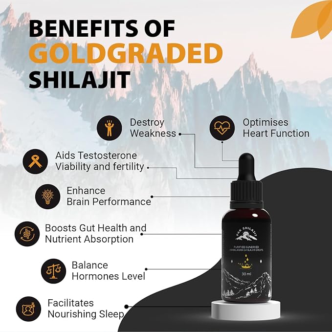 PakShilajit® Sun Dried Himalayan Shilajit Liquid Drops, Most Premium & Organic Gold Graded Shilajit Drops Above 17000FT (30ML Pack), Rich in Fulvic Acid Humic Acid Natural Supplement