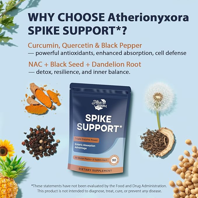Spike Detox – Nattokinase Supplement 10,000 FU with Serrapeptase 18,000 SPU & Bromelain 800 GDU – 3-in-1 Systemic Multi-Enzyme Formula for Heart - 90 Tablets