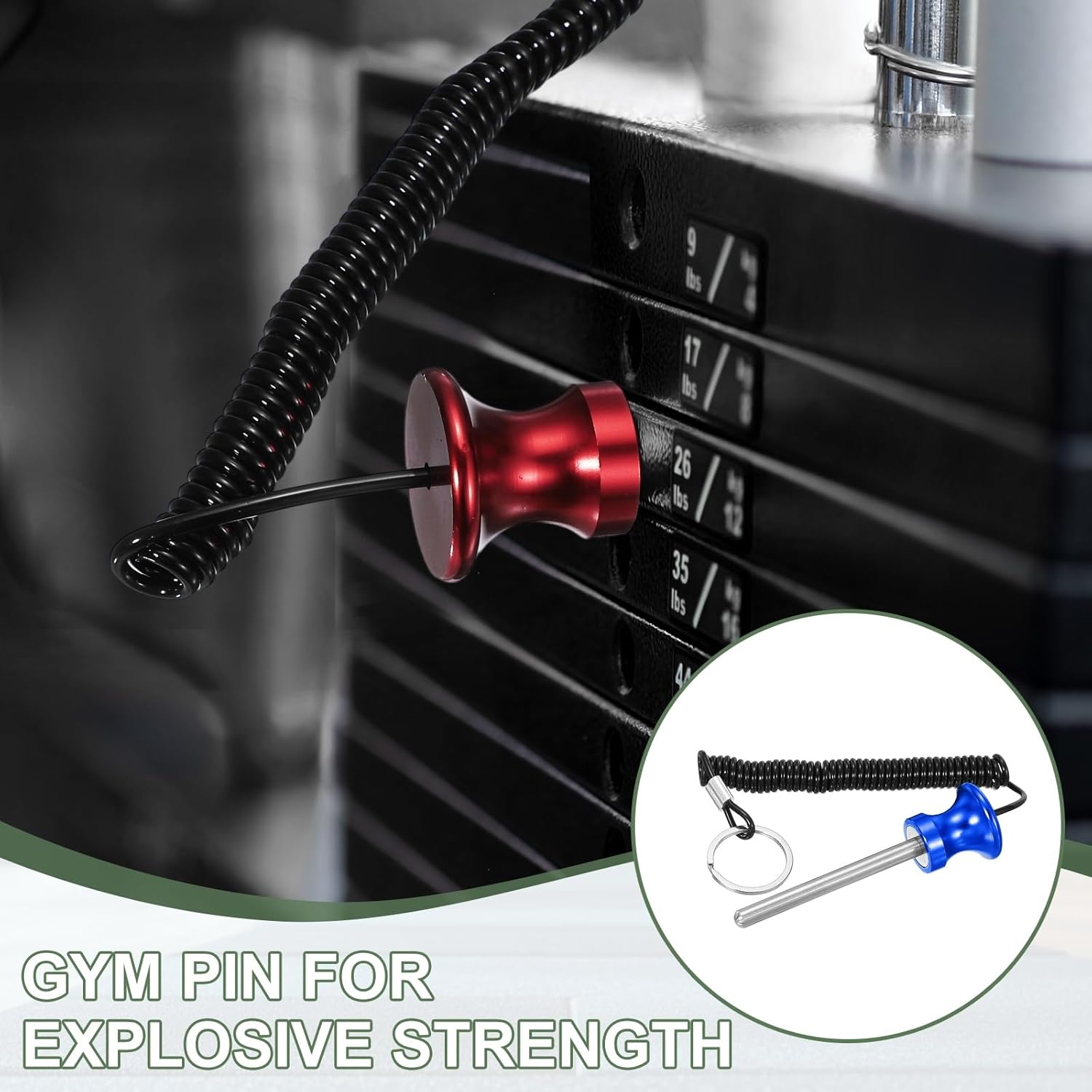 Weight Stack Pin, Weight Gym Pin Strength Training Equipment Replacement with Pull Rope for Home Gym Club
